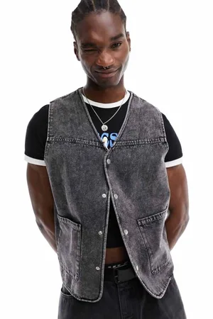 ASOS Mens utility gilet with acid wash in - Size 2XS