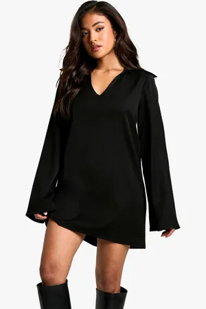 Boohoo Womens Petite Collar Detail Woven Tailored Shift Dress - - Size 8 UK