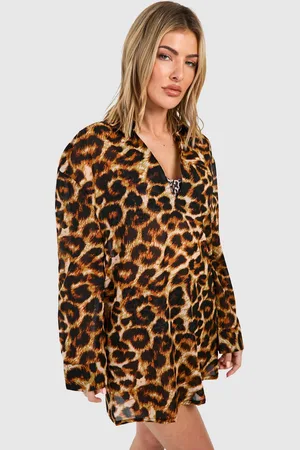 Boohoo Womens Leopard Beach Cover-up Tunic - - Size Small