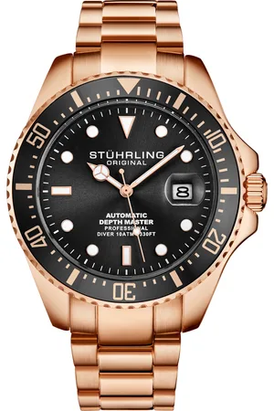 Stuhrling Mens Gold and Black Depthmaster Automatic 42mm - - One Size