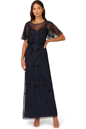 Adrianna Papell Womens Bead Blouson Long Dress - - Size 6 UK