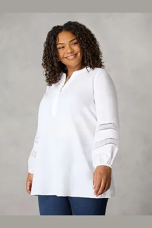 Live Unlimited London Womens Cotton Ladder Trim Shirt - Size 12 UK