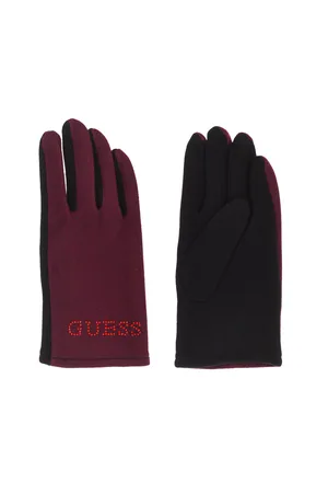 Guess Womens Gloves with sequin logo and thermal and soft fabric AW6825-WOL02 woman - - Size Small