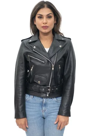 Infinity Womens Cowhide Brando Biker Jacket-Murcia - - Size 24 UK