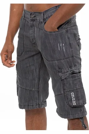 Enzo Mens Cargo Combat Denim Shorts - Cotton - Size 32 (Waist)