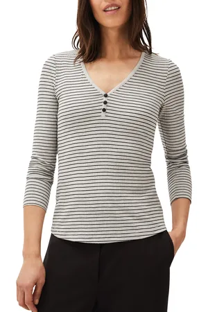 Phase Eight Womens Siona Stripe Ribbed Jersey Top - - Size 12 UK