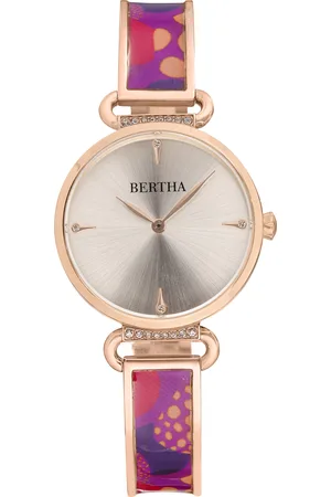 Bertha Womens Katherine Enamel-Designed Bracelet Watch - Stainless Steel - One Size