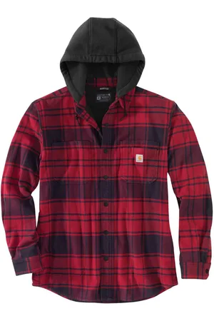 Carhartt Mens Flannel Fleece Lined Hooded Shirt Jacket - - Size Large