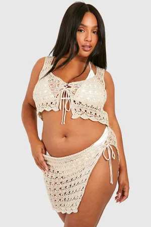 Boohoo Womens Plus Crochet Top And Mini Skirt Beach Co-ord - - Size 22 UK