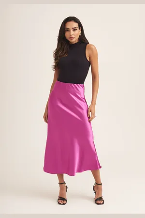 Gini London Womens Satin Bias Cut Midi Skirt - - Size 10 UK