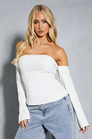 MissPap Womens Bardot Structured Zip Back Top - - Size 8 UK