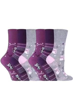 Gentle Grip Womens - 6 Pairs Ladies Non Elastic Socks - GG200 - Cotton - Size UK 4-8