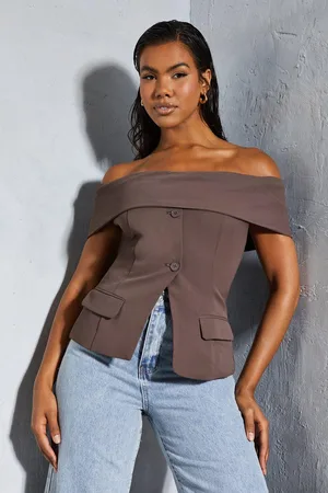 MissPap Womens Tailored Bardot Sleeveless Blazer Top - - Size 8 UK