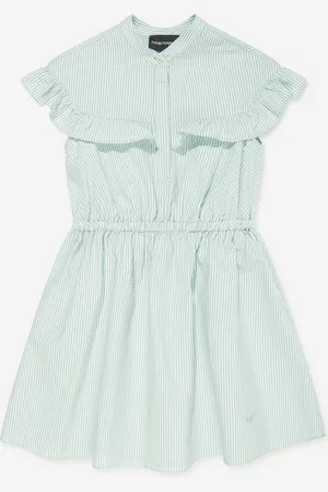 Emporio Armani Girls Striped Frill Dress in - Size 14Y