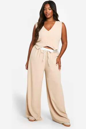 Boohoo Womens Plus Waistcoat & Contrast Wide Leg Trouser Co Ord - - Size 24 UK