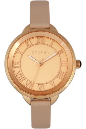 Bertha Womens Madison Sunray Dial Leather-Band Watch - Stainless Steel - One Size