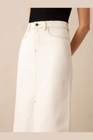 Ro&Zo Womens Ecru Denim Midaxi Skirt - - Size 6 UK