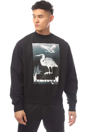 Heron Preston Mens Censored Crewneck Sweatshirt in Black-White Cotton - Size Small