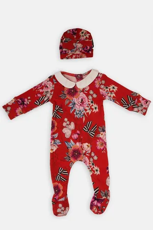 Angel & Rocket Baby Girl Effie Bow Print Peter Pan Collar Onsie and Headband - Cotton Jersey - Size Newborn