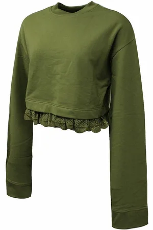 PUMA X Rihanna Fenty Long Sleeve Crew Neck Dark Olive Womens Sweaters 574289 02 - Cotton - Size 6 UK