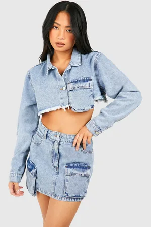 Boohoo Womens Petite Acid Wash Cargo Mini Skirt - Cotton - Size 8 UK