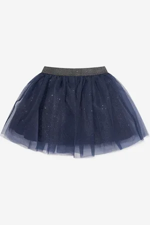 Mama Luma Girls Organza Flower Skirt in Navy - - Size 9-10Y