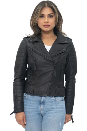 Infinity Womens Quilted Vintage Brando Biker Jacket-Lusaka - - Size 20 UK