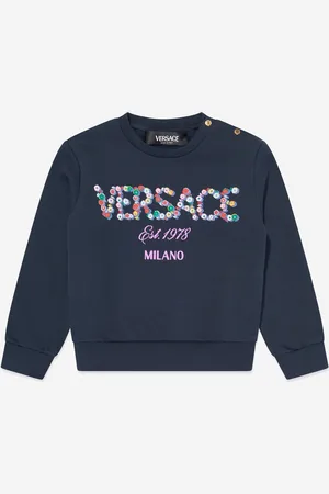 VERSACE Baby Girls Flower Logo Sweatshirt in Navy - - Size 9-12M