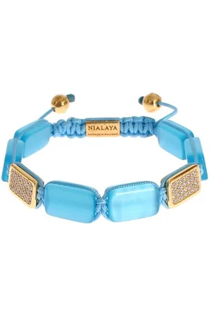 Nialaya WoMens CZ Opal 18K Gold 925 Bracelet - material_silver1 - Size Large