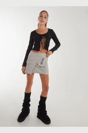 Pink Vanilla Womens Bengaline Wrap D-Ring Mini Skirt - - Size Medium