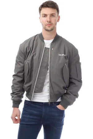 OFF-WHITE Mens Off White Diagonal Tab Bomber Jacket in Cotton - Size 2XL