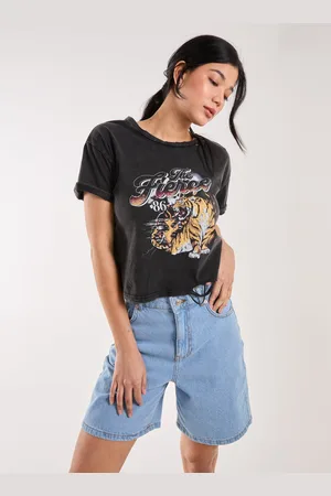 Pink Vanilla Womens Fierce Graphic Distressed Washed Tee - - Size Small/Medium