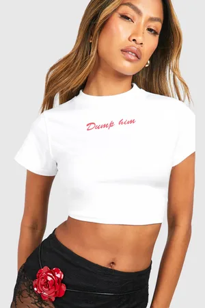 Boohoo Womens Dump Him Baby Tee - Cotton - Size 12 UK
