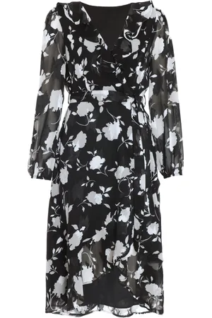 Quiz Womens Floral Frill Wrap Midi Dress - Size 12 UK