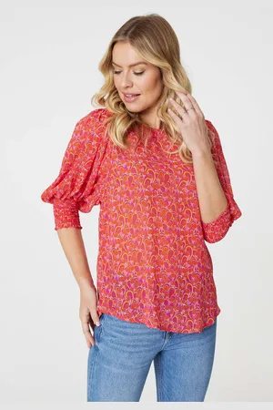 Izabel London Womens Printed 3/4 Puff Sleeve Blouse - Size 8 UK