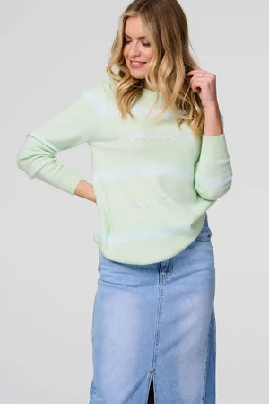 Izabel London Womens Stripe Print Long Sleeve Jumper - Size 18 UK