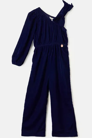 Angel & Rocket Girls Thea Bow Shoulder Velvet Jumpsuit - - Size 8Y