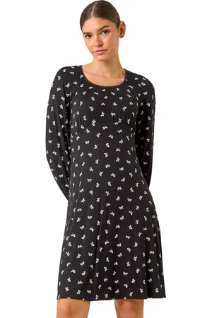 Roman Womens Bow Print Lace Detail Stretch Dress - - Size 20 UK