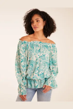 Blue Vanilla Womens Butterfly Floral Print Gypsy Chiffon Blouse - - Size Medium/Large