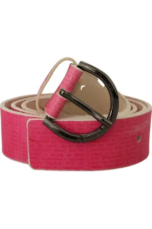 John Galliano WoMens Leather Letter Logo Round Buckle Waist Belt - Size 100 cm