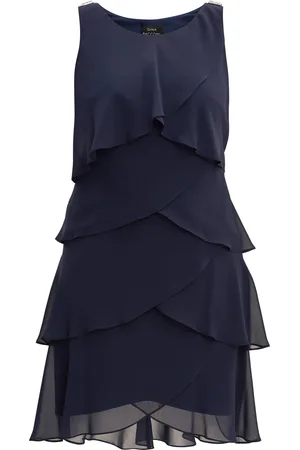 Gina Bacconi Womens Vesta Jewel-Shoulder Tiered Cocktail Dress - - Size 22 UK
