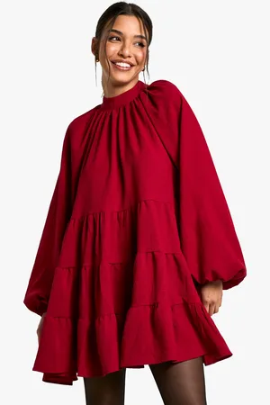 Boohoo Womens Textured Volume Smock Dress - - Size 10 UK