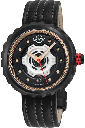 GV2 by Gevril Mens Motorcycle IPRG/BLK Case, RG dial, RG hands, Genuine Handmade Italian Leather / Strap - One Size
