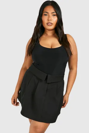 Boohoo Womens Plus Woven Fold Over Waistband Pleated Tennis Skirt - - Size 28 UK