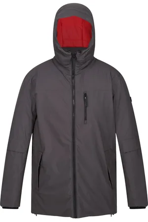 Regatta Mens Yewbank II Parka (Ash/Danger Red) - material_polyester - Size Large