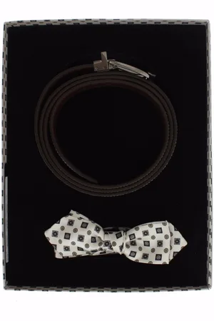 Dolce & Gabbana Mens Silk Bowtie Leather Belt Gift Box - Size 115 cm