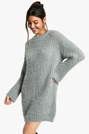 Boohoo Womens Soft Crew Neck Jumper Dress - Nylon - Size Small