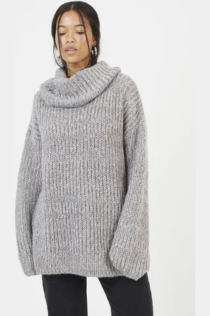 Brave Soul Womens Oversized Fisherman Knit Roll Neck Jumper - Size X-Small