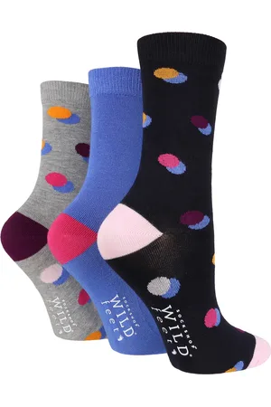 Wild Feet Womens Wild Feet - 3 Pack Ladies Breathable Patterned Bamboo Socks - Spots - - Size UK 4-6.5