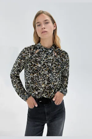 IKKS Womens Printed Blouse In Velvet - - Size 12 UK